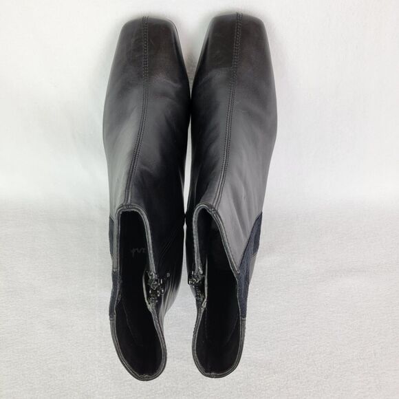 Clarks Womens Ankle Bootie Size 6 Black Leather Square Toe Zip Closure Witchy - Picture 7 of 12